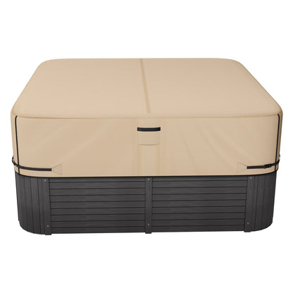 Outdoor Hot Tub Cover, 85x85x20in/2160x2160x508mm Weatherproof & Waterproof Hot Tub Cover Protector, 600D Heavy Duty Oxford Fabric and 950N Tearing Strength, Square Spa Covers for Hottub, Brown