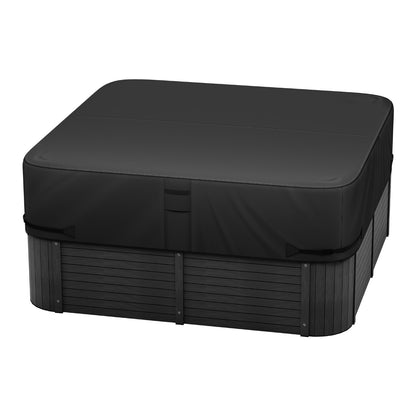 Outdoor-Whirlpoolabdeckung, 2235 x 2235 x 508 mm (88 x 88 x 20 Zoll), wetter- und wasserdicht, aus robustem 600D Oxford-Gewebe mit einer Reißfestigkeit von 950 N, quadratische Whirlpoolabdeckung, schwarz