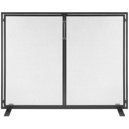 Fireplace Screen 1 Panel with Door, Sturdy Iron Mesh Fireplace Screen, 990(L) x780(H)MM Spark Guard Cover, Simple Installation, Free Standing Fire Fence Grate for Living Room Home Decor Modern