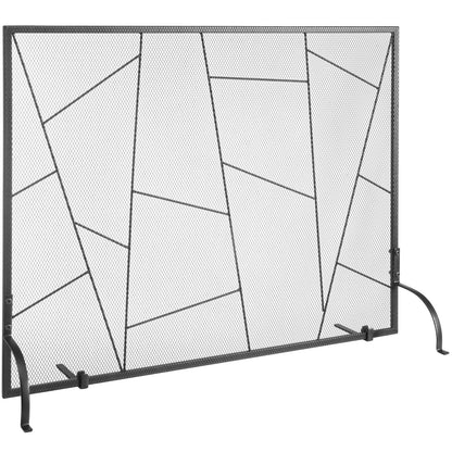 Fireplace Screen Single Panel, Sturdy Iron Mesh Fireplace Screen, 906(L) x720(H)MM Spark Guard Cover, Simple Installation, Free Standing Fire Fence Grate for Living Room Home Decor Modern