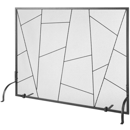 Fireplace Screen Single Panel, Sturdy Iron Mesh Fireplace Screen, 906(L) x720(H)MM Spark Guard Cover, Simple Installation, Free Standing Fire Fence Grate for Living Room Home Decor Modern