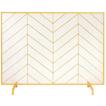 Fireplace Screen Single Panel, Sturdy Iron Mesh Fireplace Screen, 980(L) x758(H)MM Spark Guard Cover, Simple Installation, Free Standing Fire Fence Grate for Living Room Home Decor Modern