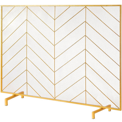 Fireplace Screen Single Panel, Sturdy Iron Mesh Fireplace Screen, 980(L) x758(H)MM Spark Guard Cover, Simple Installation, Free Standing Fire Fence Grate for Living Room Home Decor Modern