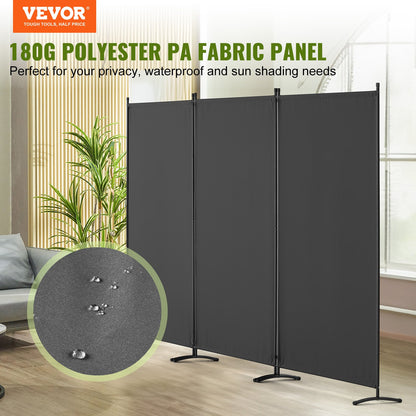 Room Divider, 3 Panel Room Dividers and Folding Privacy Screens, Fabric Partition Room Dividers for Office, Bedroom, Dining Room, Study, Freestanding, Gray