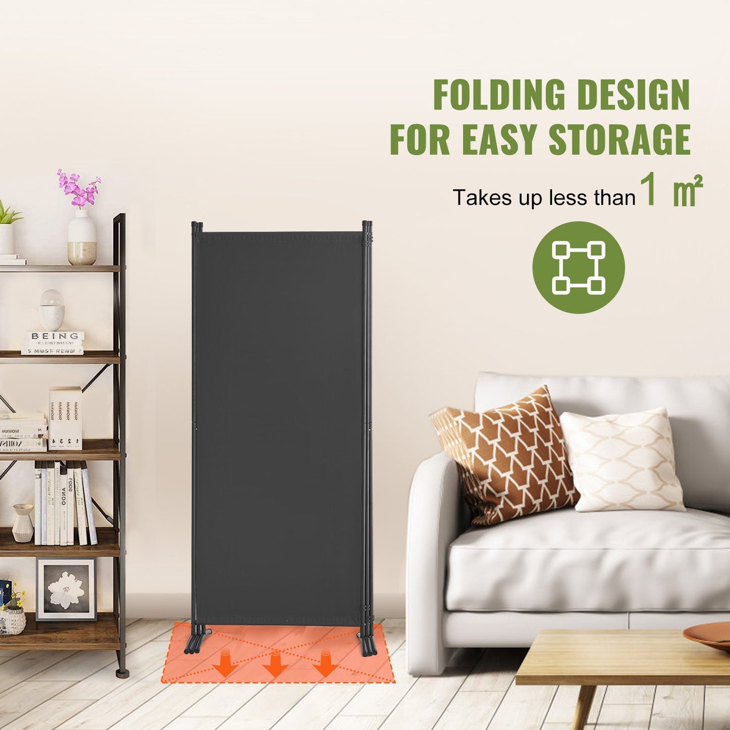 Room Divider, 3 Panel Room Dividers and Folding Privacy Screens, Fabric Partition Room Dividers for Office, Bedroom, Dining Room, Study, Freestanding, Gray