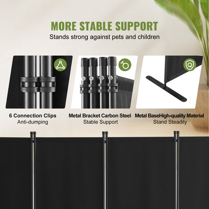 Room Divider, 4 Panel Room Dividers and Folding Privacy Screens, Fabric Partition Room Dividers for Office, Bedroom, Dining Room, Study, Freestanding, Black