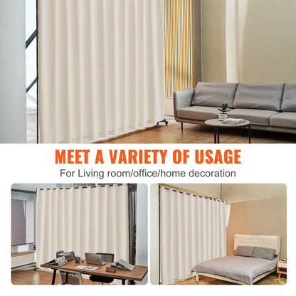 Raumteiler, mobiler Raumteiler mit Rollen, freistehender Sichtschutz für Büro, Schlafzimmer, Esszimmer, Arbeitszimmer, Beige