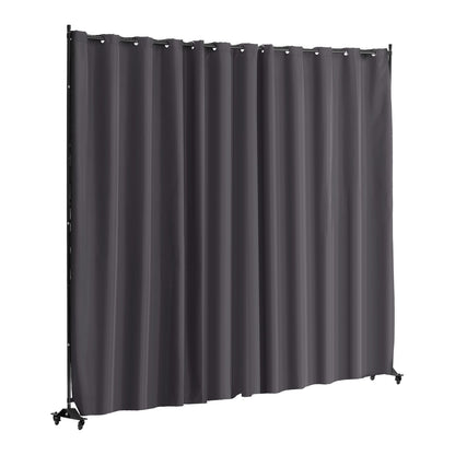 Room Divider, Portable Panel Room Divider with Wheels Curtain Divider Stand, Freestanding Room Divider Privacy Screen for Office, Bedroom, Dining Room, Study, Gray