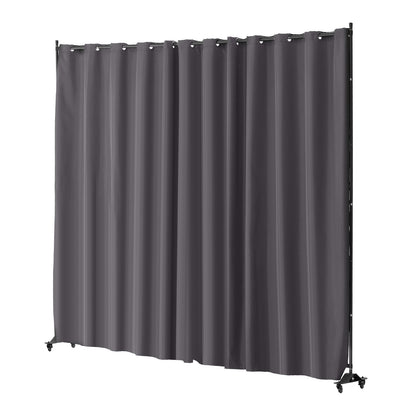 Room Divider, Portable Panel Room Divider with Wheels Curtain Divider Stand, Freestanding Room Divider Privacy Screen for Office, Bedroom, Dining Room, Study, Gray