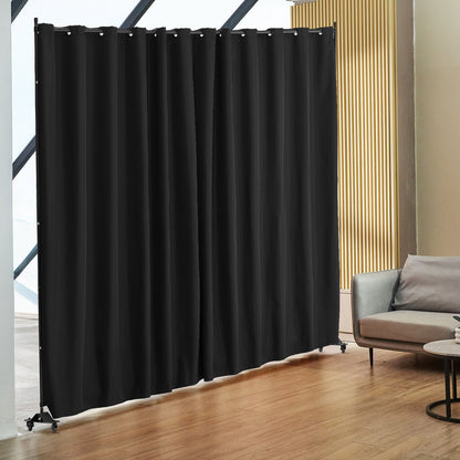 Room Divider, Portable Panel Room Divider with Wheels Curtain Divider Stand, Freestanding Room Divider Privacy Screen for Office, Bedroom, Dining Room, Study, Black