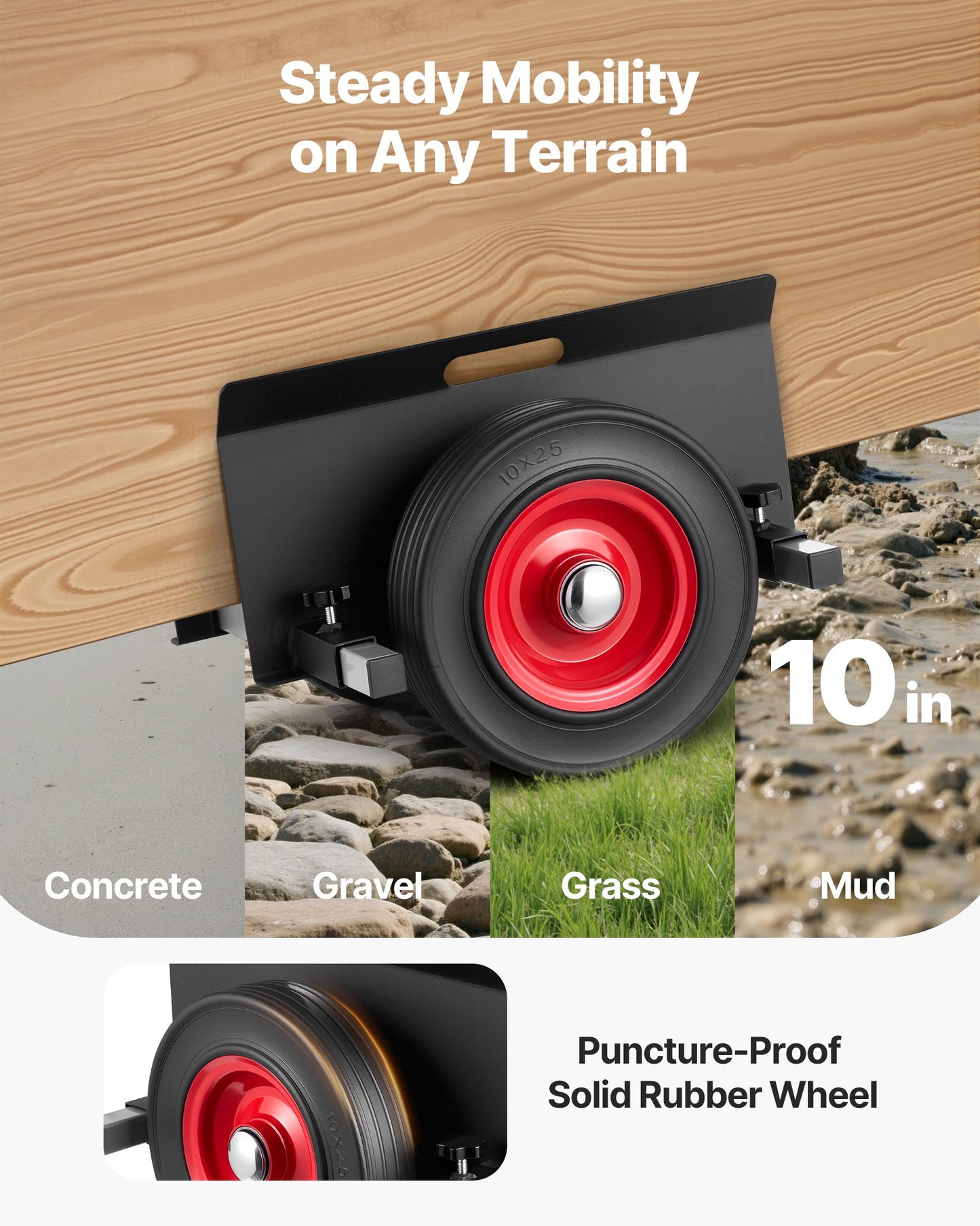 Panel Dolly, 453.6 kg Load Capacity, Drywall Mover with 25 cm Rubber Wheels Fits Different Terrain, Adjustable Clamp Panel Cart for Steel Panels, Mattress, Doors and Drywall Sheet, Black