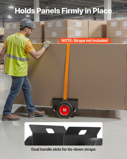 Panel Dolly, 453.6 kg Load Capacity, Drywall Mover with 25 cm Rubber Wheels Fits Different Terrain, Adjustable Clamp Panel Cart for Steel Panels, Mattress, Doors and Drywall Sheet, Black
