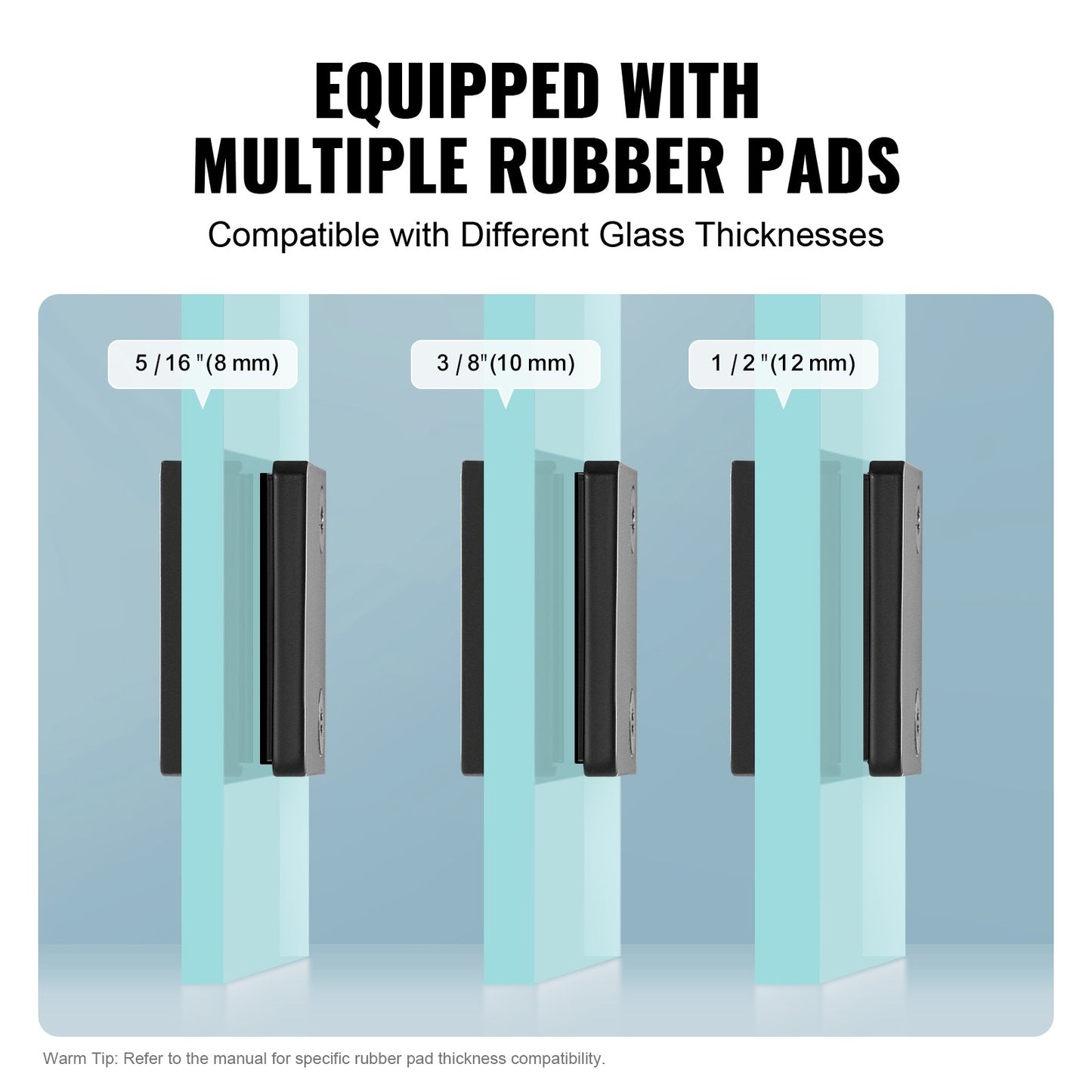 Glass Clamp 40 PCS Square Railing Bracket for 0.31"-0.47" (0.8-1.2cm) Glass Black