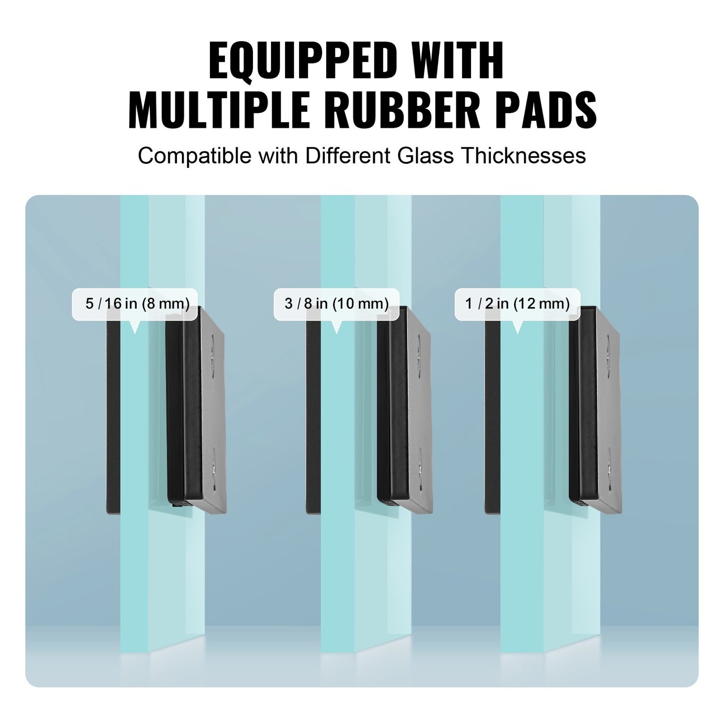 Glass Clamp, 4 PCS Rectangle Glass Railing Bracket for 0.31 "-0.47 " Tempered Glass, 304 Stainless Steel Glass Mounting Clamp, 0.2” Thick Glass Shelf Bracket for Balcony, Garden, Pool, Stair