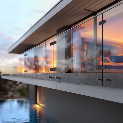 Glass Clamp, 4 PCS Rectangle Glass Railing Bracket for 0.31 "-0.47 " Tempered Glass, 304 Stainless Steel Glass Mounting Clamp, 0.2” Thick Glass Shelf Bracket for Balcony, Garden, Pool, Stair