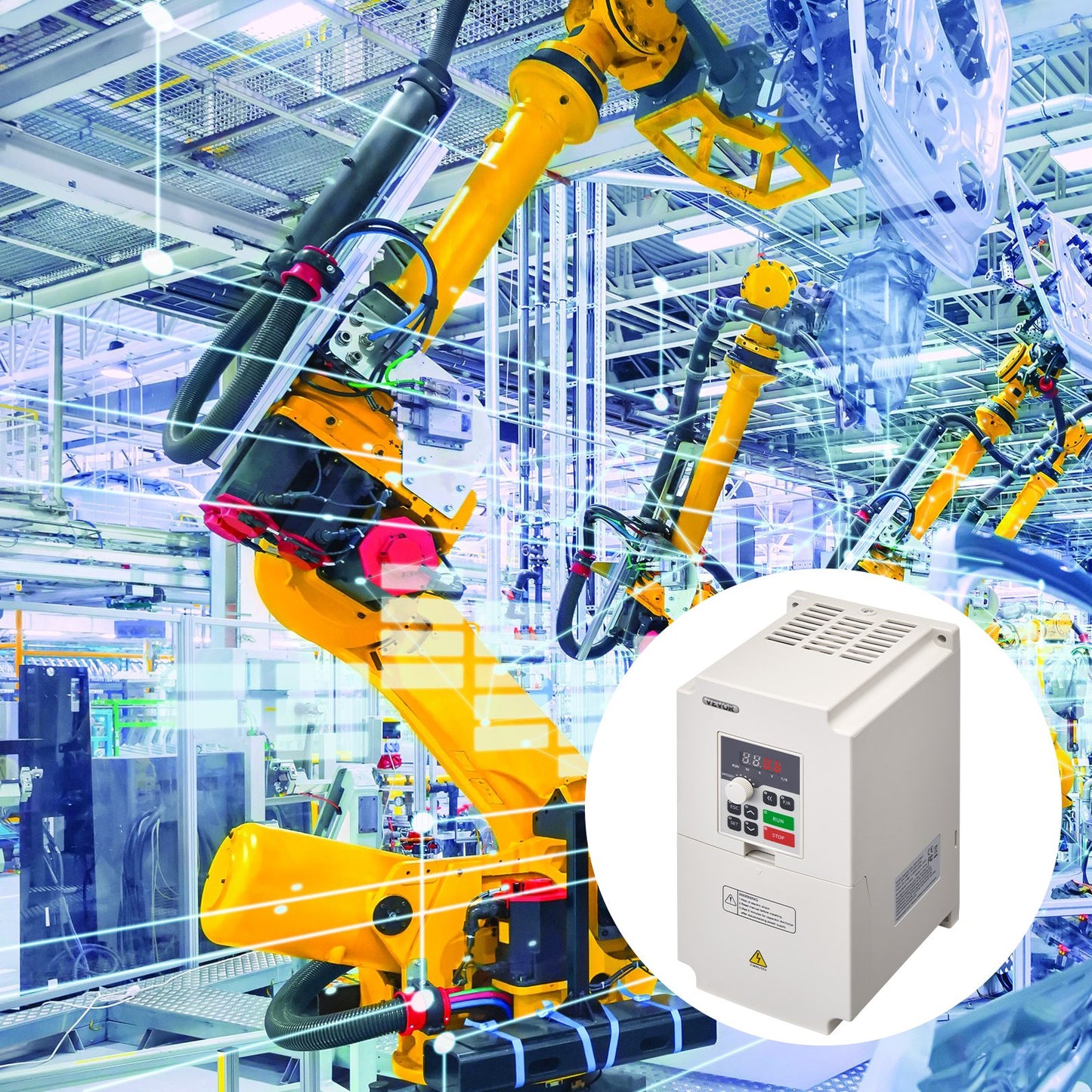 Frequenzumrichter 5 PS, 4 kW, 8,5 A, 3-phasig AC Eingang 380 V auf 3-phasig AC Ausgang 0–380 V, 50/60 Hz Eingang, 0–2000 Hz Ausgang, zur Spindelmotor-Drehzahlregelung