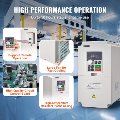 Frequenzumrichter 7,5 PS, 5,5 kW, 25 A, 1- oder 3-phasiger AC-Eingang 220 V auf 3-phasigen AC-Ausgang 0–220 V, 50/60 Hz Eingang, 0–2000 Hz Ausgang, zur Spindelmotor-Drehzahlregelung