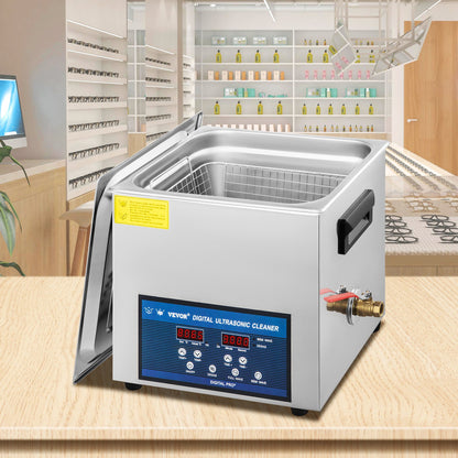 10-Liter-Ultraschallreiniger mit Dualfrequenz-Technologie, Heizung, geeignet für Schmuckteile, Brillen, Ringe, Prothesen, Leiterplatten und mehr (28/40 kHz).