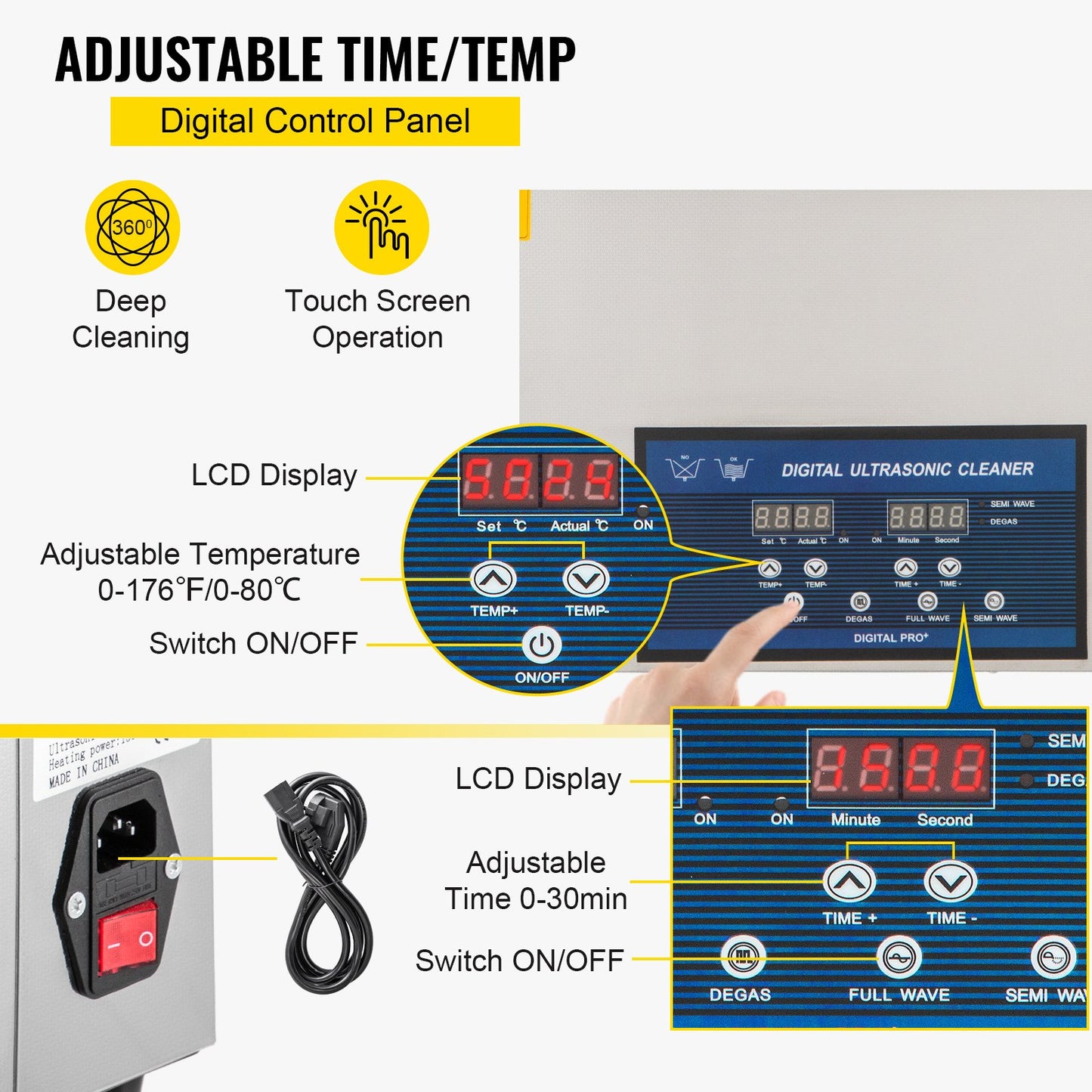 30-Liter-Ultraschallreiniger mit Dualfrequenz-Technologie, Heizung, geeignet für Schmuckteile, Brillen, Ringe, Prothesen, Leiterplatten und mehr (28/40 kHz).