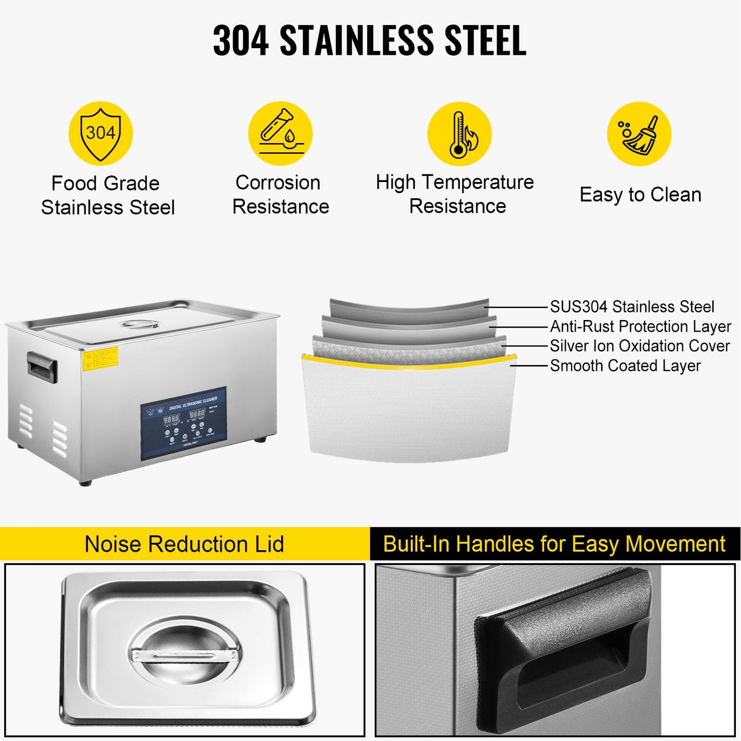 30-Liter-Ultraschallreiniger mit Dualfrequenz-Technologie, Heizung, geeignet für Schmuckteile, Brillen, Ringe, Prothesen, Leiterplatten und mehr (28/40 kHz).
