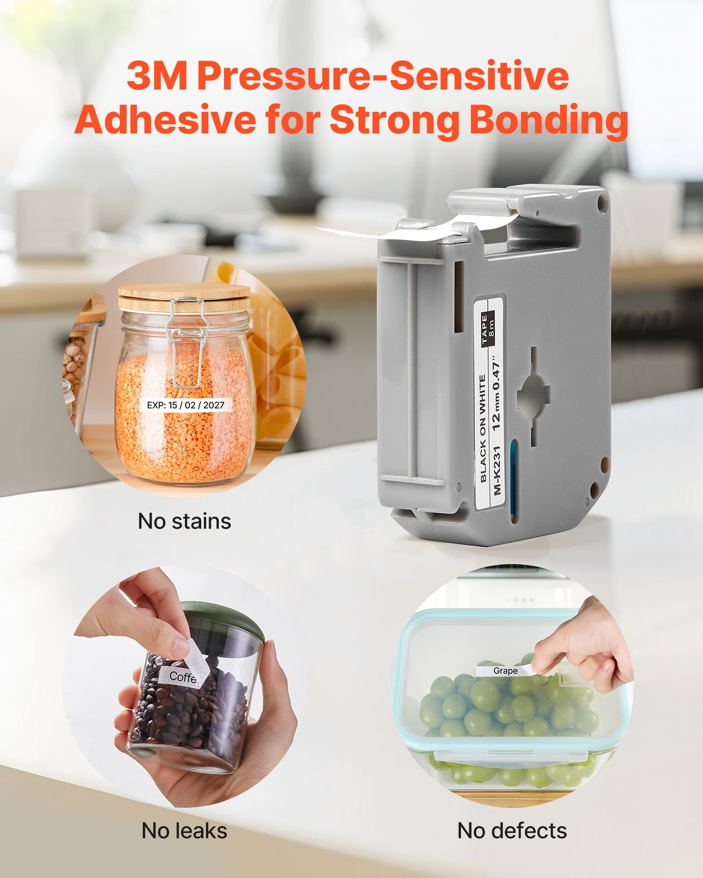 Etikettenband, 4er-Pack, 12 mm (0,47 Zoll) Schwarz auf Weiß, kompatibel mit verschiedenen Brother-Etikettendruckern, strapazierfähig und langlebig, wasserfest, Ersatz für Letra Tag M-K231