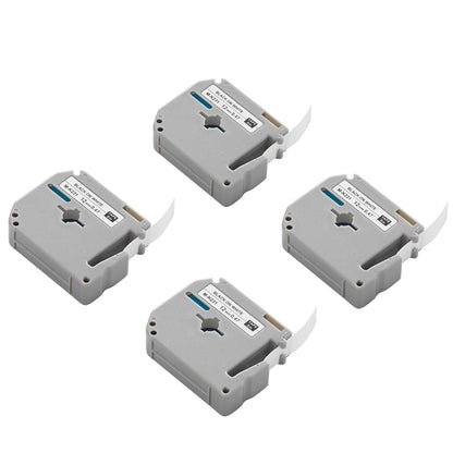 Etikettenband, 4er-Pack, 12 mm (0,47 Zoll) Schwarz auf Weiß, kompatibel mit verschiedenen Brother-Etikettendruckern, strapazierfähig und langlebig, wasserfest, Ersatz für Letra Tag M-K231