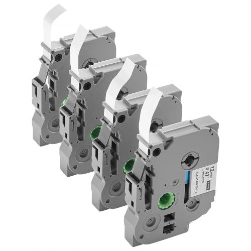 Etikettenband, 4er-Pack, 12 mm (0,47 Zoll), schwarz auf weiß, Nachfüllpackungen für verschiedene Brother P-Touch Etikettendrucker, strapazierfähig und langlebig, Ersatz für Letra Tag TZe-231