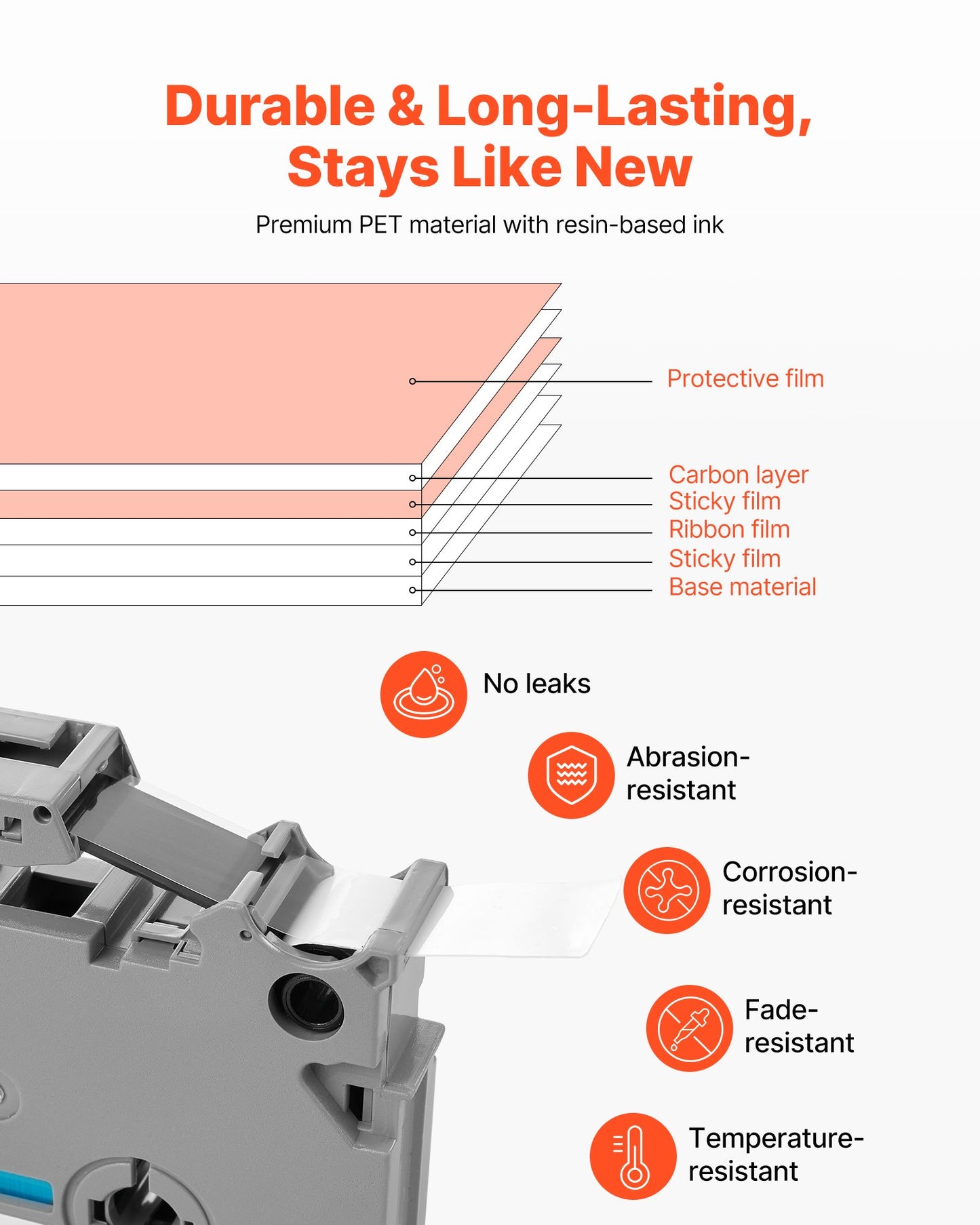 Etikettenband, 4er-Pack, 12 mm (0,47 Zoll), schwarz auf weiß, Nachfüllpackungen für verschiedene Brother P-Touch Etikettendrucker, strapazierfähig und langlebig, Ersatz für Letra Tag TZe-231