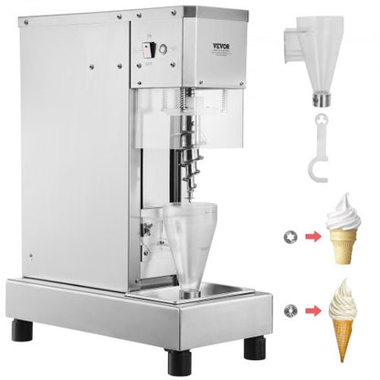 Eismaschine, 750 W Hochleistungs-Eisbereiter mit Rührfunktion (1740 U/min), Edelstahl 304, langer Griff + Schutzabdeckung aus Polycarbonat, individuell anpassbar für jede Eissorte