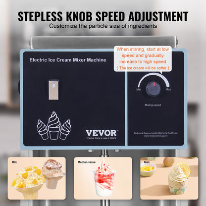 Eismaschine, 400 W Hochleistungs-Eisbereiter mit Rührfunktion (4200 U/min), stufenloser Geschwindigkeitsregelung, Eisbehälter aus Edelstahl 304, 3 Handbecher, zur Zubereitung verschiedener Eissorten