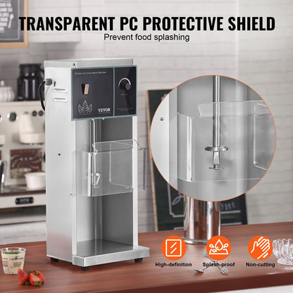 Eismaschine, 400 W Hochleistungs-Eisbereiter mit Rührfunktion (4200 U/min), stufenloser Geschwindigkeitsregelung, Eisbehälter aus Edelstahl 304, 3 Handbecher, zur Zubereitung verschiedener Eissorten