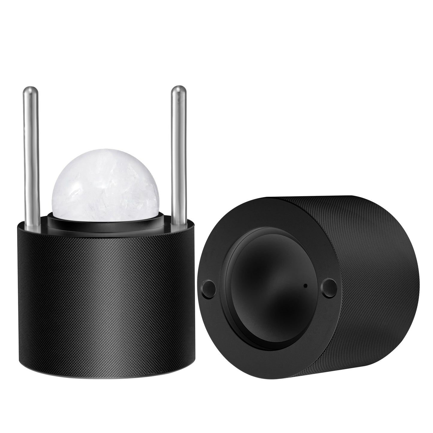 Eisballpress-Set, Eispresse aus Flugzeugaluminium mit Eisblockform, großer Matte, Zange, Abtropfschale, einem Glas, runder Eisballformer (60 mm Eiskugeln), ideal für Whisky, Cocktails, Partys und Feiertage