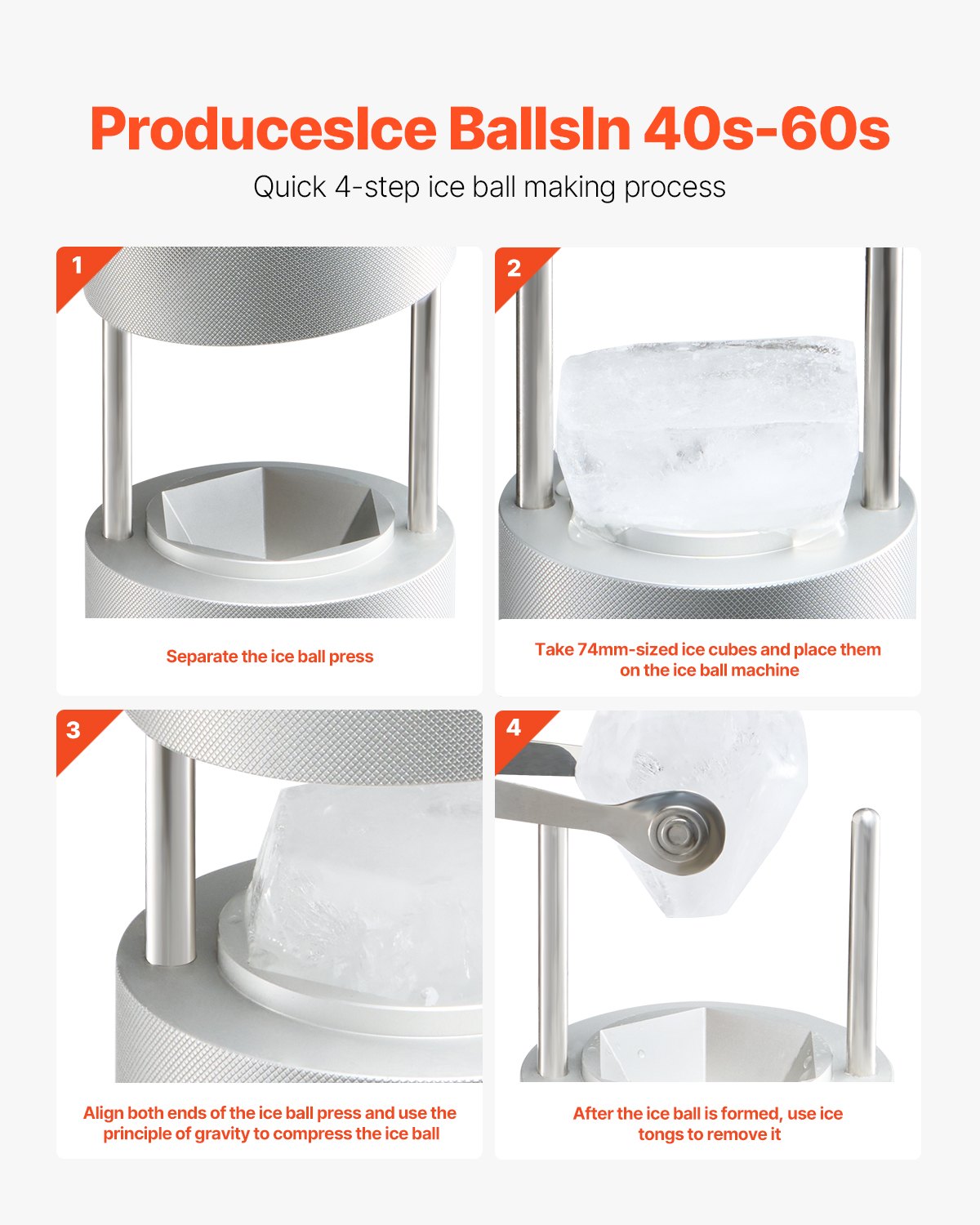 Ice Diamond Eisballpresse, 6 cm (2,4 Zoll) Eisballformer, Set aus Flugzeugaluminium für Ice Diamond Eisballpresse, Eispresse mit Zange und Abtropfschale, für Whisky, Cocktails, Bourbon, Scotch auf Partys und Feiertagen