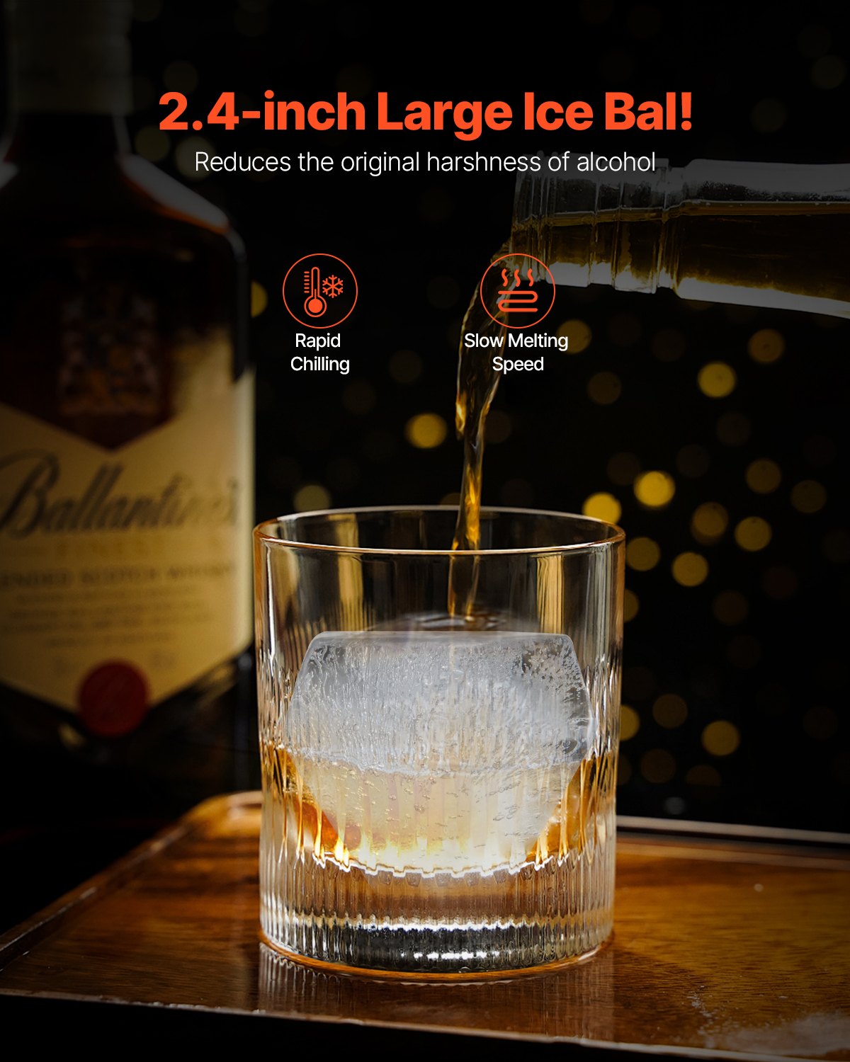 Ice Diamond Eisballpresse, 6 cm (2,4 Zoll) Eisballformer, Set aus Flugzeugaluminium für Ice Diamond Eisballpresse, Eispresse mit Zange und Abtropfschale, für Whisky, Cocktails, Bourbon, Scotch auf Partys und Feiertagen