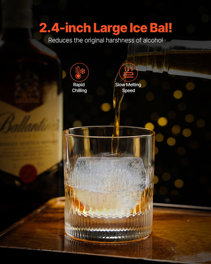 Ice Diamond Eisballpresse, 6 cm (2,4 Zoll) Eisballformer, Set aus Flugzeugaluminium für Ice Diamond Eisballpresse, Eispresse mit Zange und Abtropfschale, für Whisky, Cocktails, Bourbon, Scotch auf Partys und Feiertagen