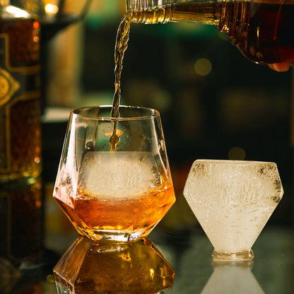 Ice Diamond Eisballpresse, 6 cm (2,4 Zoll) Eisballformer, Set aus Flugzeugaluminium für Ice Diamond Eisballpresse, Eispresse mit Zange und Abtropfschale, für Whisky, Cocktails, Bourbon, Scotch auf Partys und Feiertagen