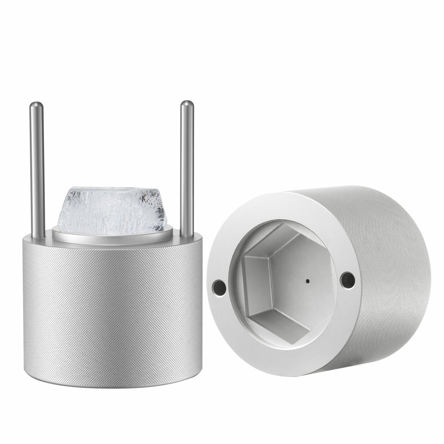 Ice Diamond Eisballpresse, 6 cm (2,4 Zoll) Eisballformer, Set aus Flugzeugaluminium für Ice Diamond Eisballpresse, Eispresse mit Zange und Abtropfschale, für Whisky, Cocktails, Bourbon, Scotch auf Partys und Feiertagen