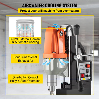 Magnetic Drill 220V-240V Magnetic Drilling Machine 980W, Metal Drill Press High Power 680 rpm, Multi-Function Metal Drill Press 35MM Core Drilling Machine for Drilling And Tapping