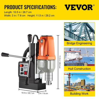 Magnetic Drill 220V-240V Magnetic Drilling Machine 980W, Metal Drill Press High Power 680 rpm, Multi-Function Metal Drill Press 35MM Core Drilling Machine for Drilling And Tapping