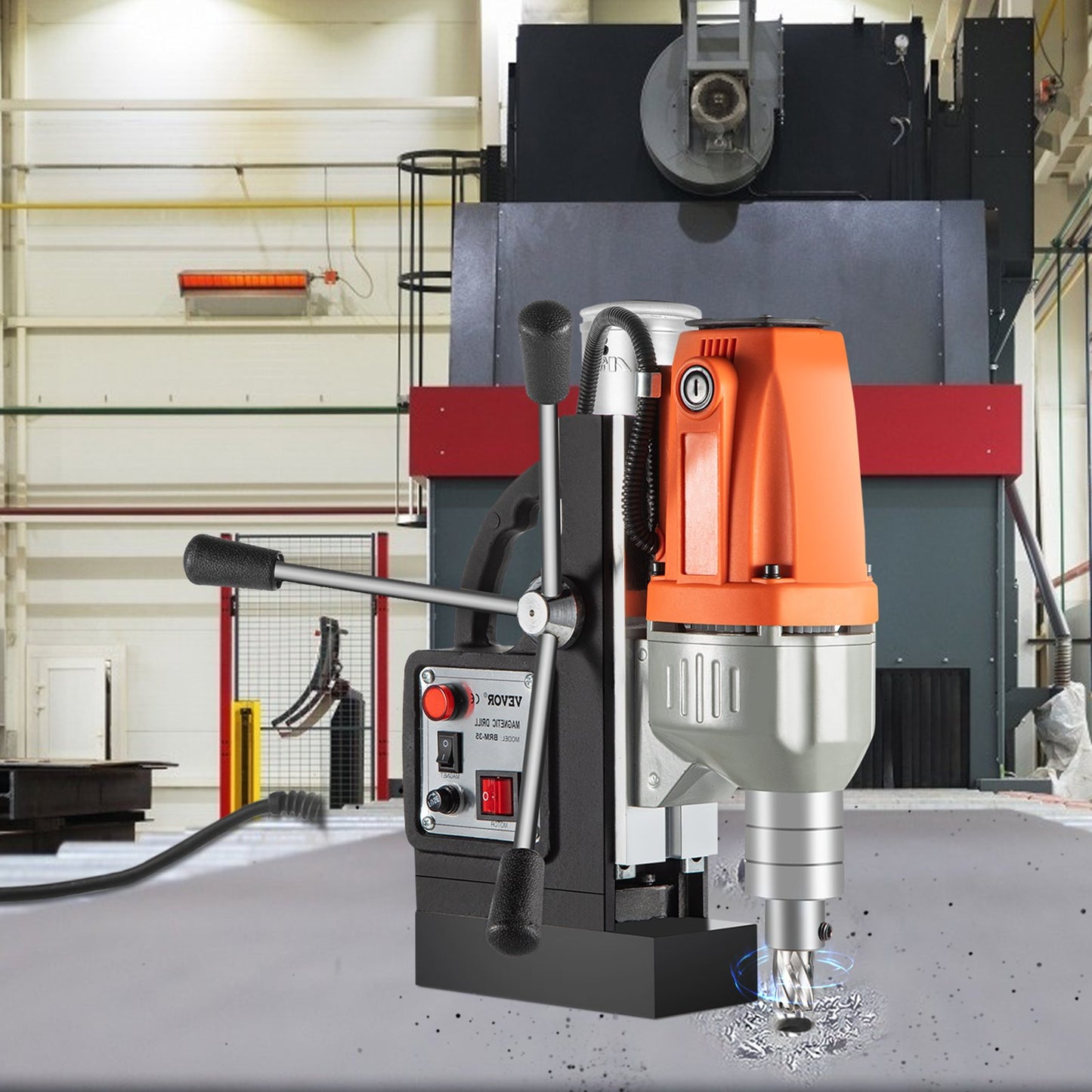 Magnetic Drill 220V-240V Magnetic Drilling Machine 980W, Metal Drill Press High Power 680 rpm, Multi-Function Metal Drill Press 35MM Core Drilling Machine for Drilling And Tapping