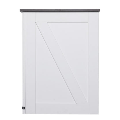 Farmhouse End Table, Square Night Stand with USB Ports and Outlets, 3 Tiers End Table Side Table with Storage Cabinet, Ideal for Living Room, Bedroom, Office, White