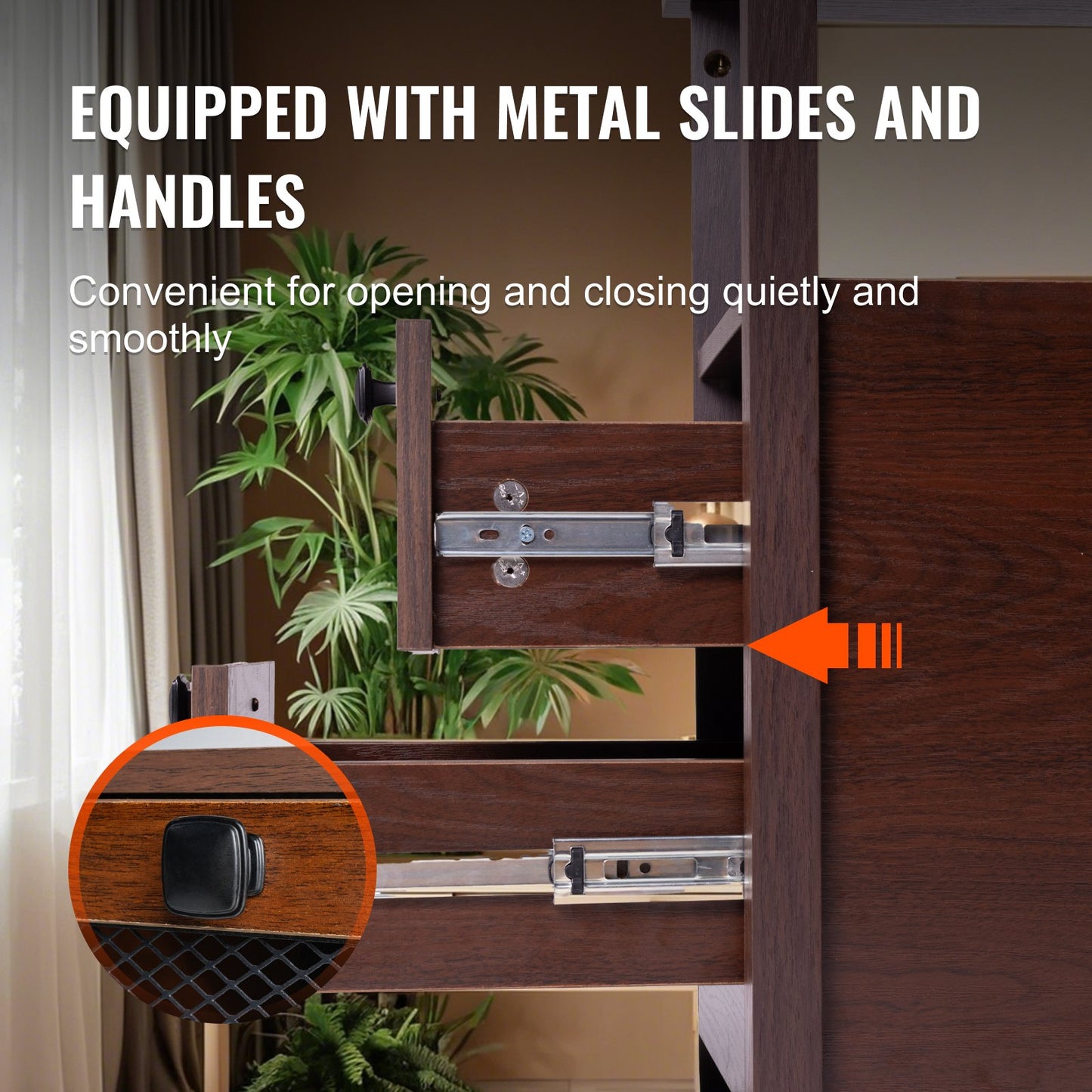 Beistelltisch im Landhausstil, schmaler Nachttisch mit USB-Anschlüssen und Steckdosen, 4-stufiger Beistelltisch mit Staufach und 2 Schubladen, ideal für Wohnzimmer, Schlafzimmer und Büro, braun