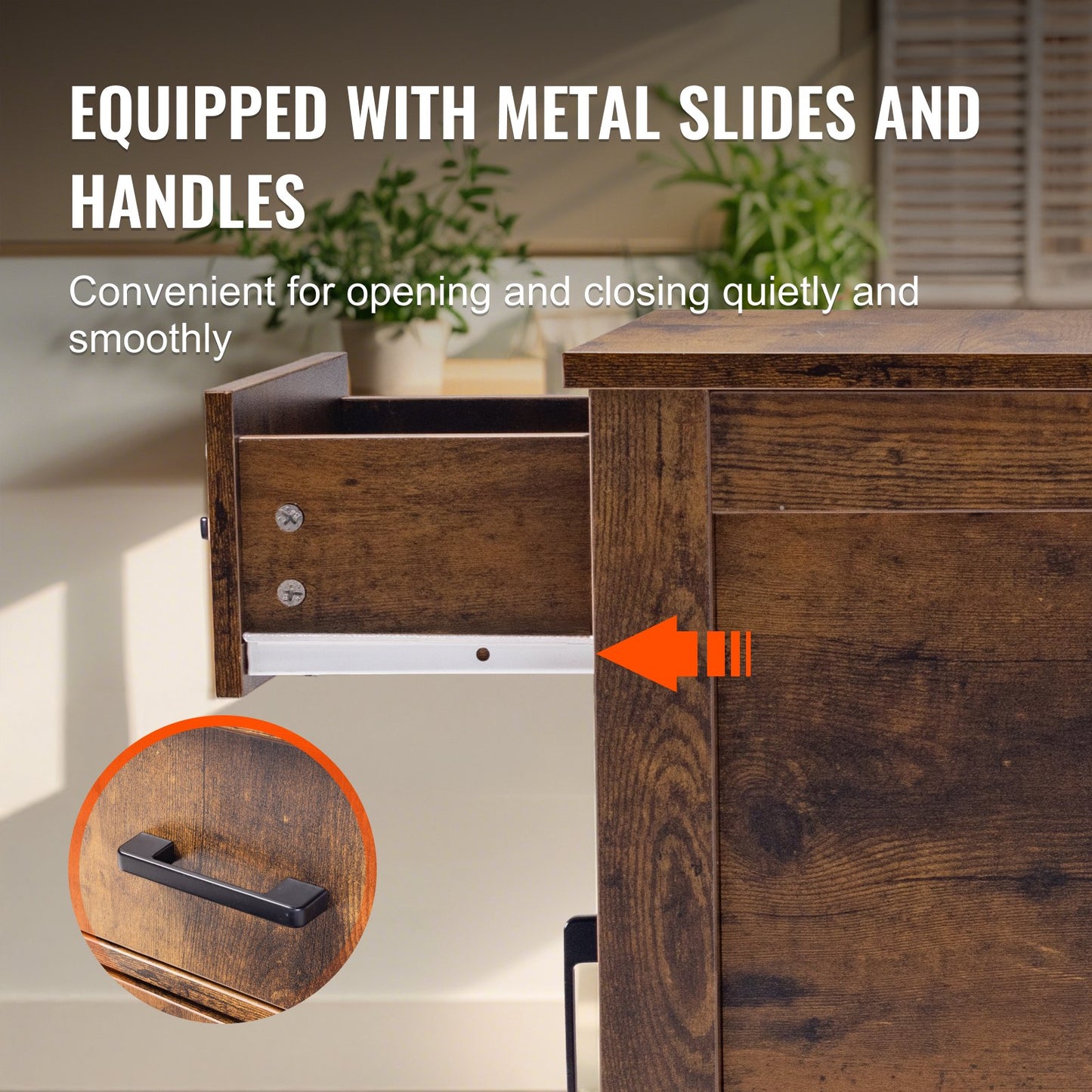 Farmhouse End Table, Night Stand with USB Ports and Outlets, 3 Tiers End Table Side Table with Storage Cabinet and 1 Drawer, Ideal for Living Room, Bedroom, Office, Burlywood