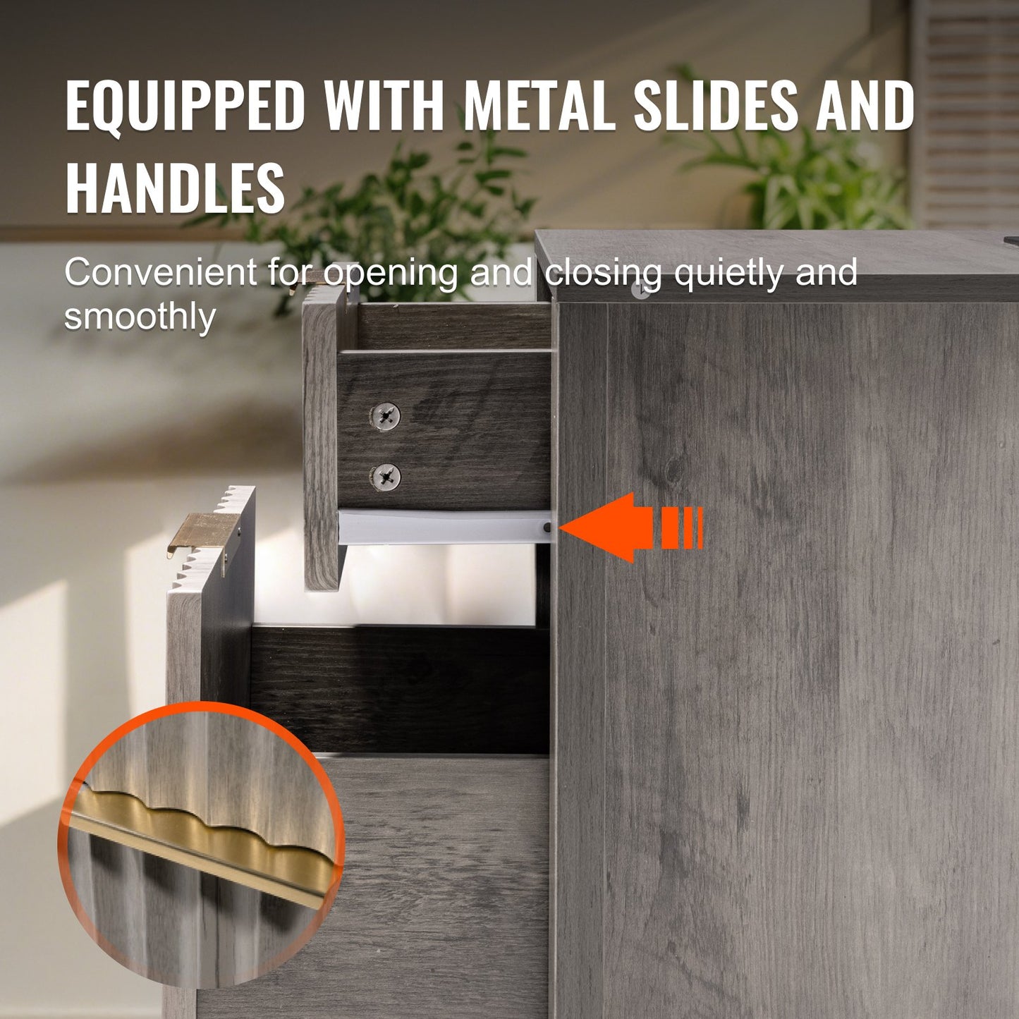 Beistelltisch im Landhausstil, 2er-Set, quadratischer Nachttisch mit USB-Anschlüssen und Steckdosen, 3-stufiger Beistelltisch mit Staufach und 2 Schubladen, ideal für Wohnzimmer, Schlafzimmer und Büro, Grau