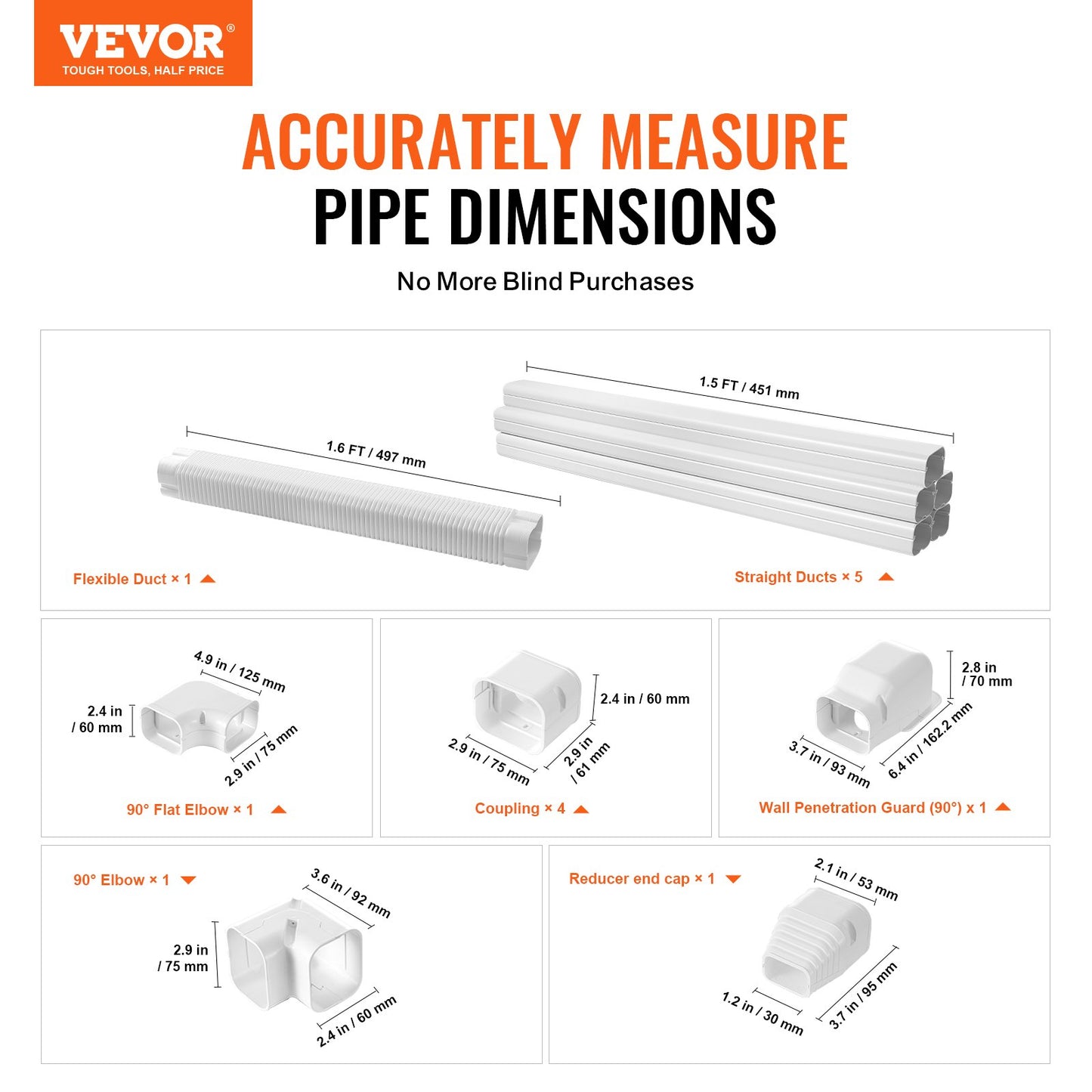 Mini-Split-Klimaanlagen-Abdeckung (76,2 mm breit, 3110 mm lang), dekorative PVC-Rohrleitungsabdeckung für Klimaanlagen mit 5 geraden Luftkanälen und komplettem Zubehör, einfache Montage, lackierbar für Wärmepumpen, weiß