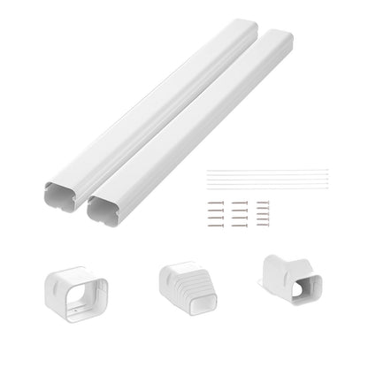 Mini-Split-Klimaanlagen-Abdeckung (76,2 mm breit, 2270 mm lang), dekorative PVC-Rohrleitungsabdeckung für Klimaanlagen mit 2 geraden Luftkanälen und komplettem Zubehör, einfache Montage, lackierbar für Wärmepumpen, weiß