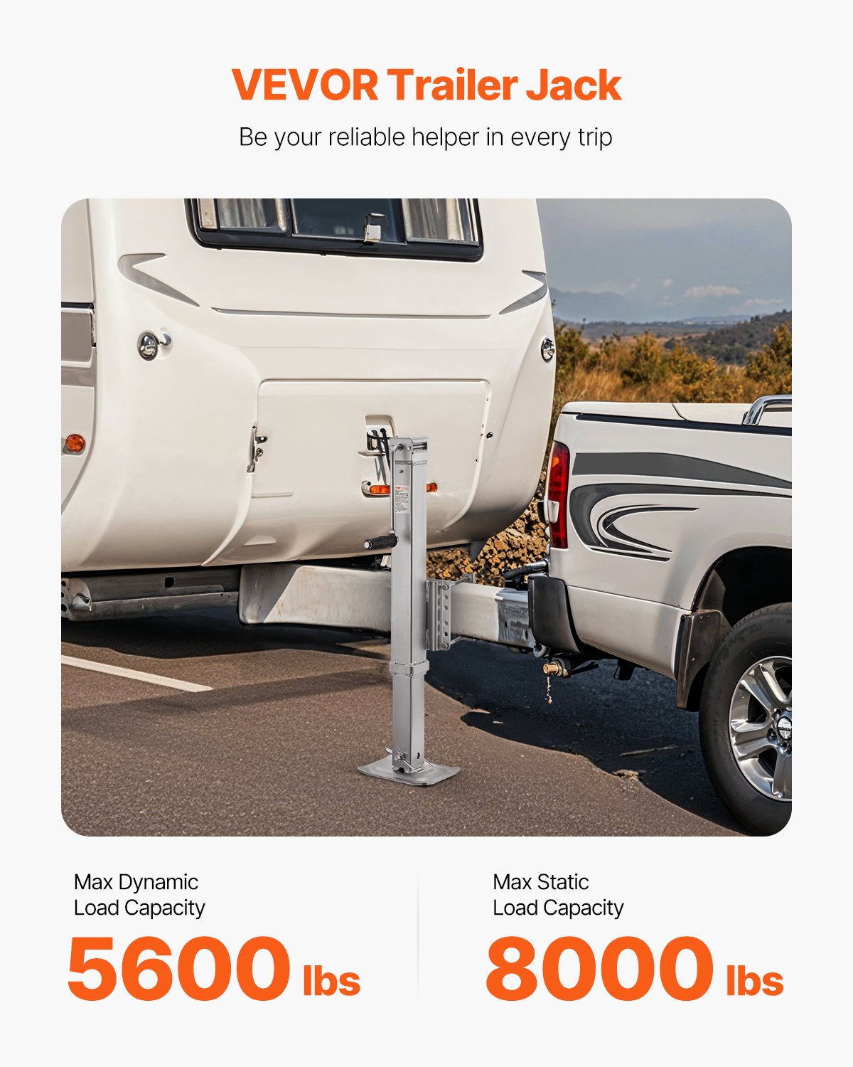 Trailer Jack, 8000 lbs Static Load Capacity, Heavy Duty Swivel Bolt-on Trailer Jack, 28.5" Lift Trailer Jack Stand with Handle for RV Trailer, Horse Trailer, Utility Trailer, and Yacht Trailer