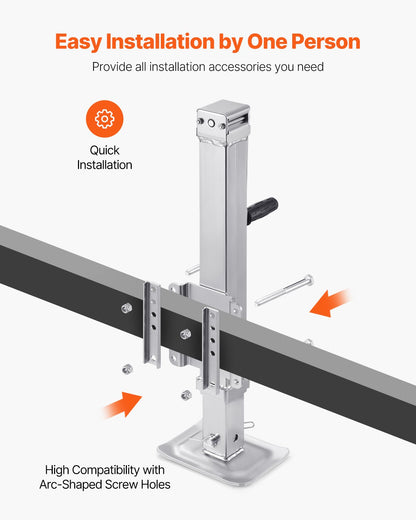 Trailer Jack, 8000 lbs Static Load Capacity, Heavy Duty Swivel Bolt-on Trailer Jack, 28.5" Lift Trailer Jack Stand with Handle for RV Trailer, Horse Trailer, Utility Trailer, and Yacht Trailer