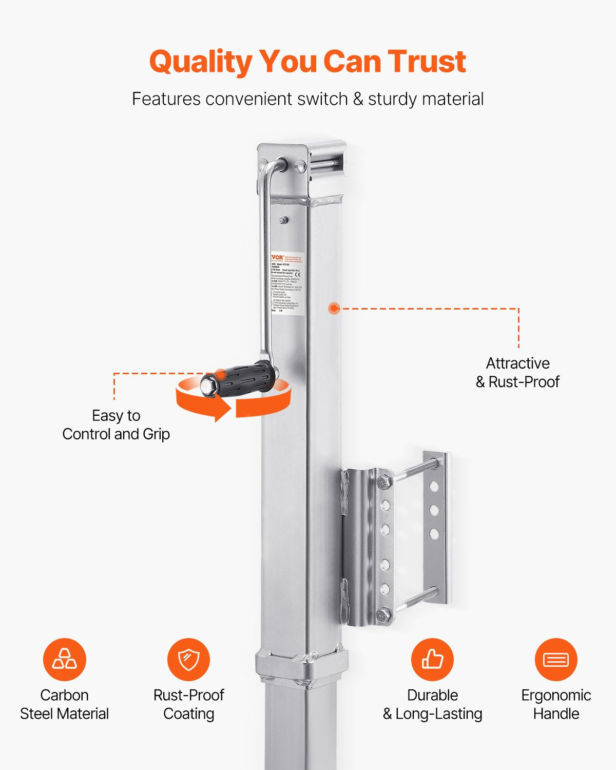Trailer Jack, 8000 lbs Static Load Capacity, Heavy Duty Swivel Bolt-on Trailer Jack, 28.5" Lift Trailer Jack Stand with Handle for RV Trailer, Horse Trailer, Utility Trailer, and Yacht Trailer
