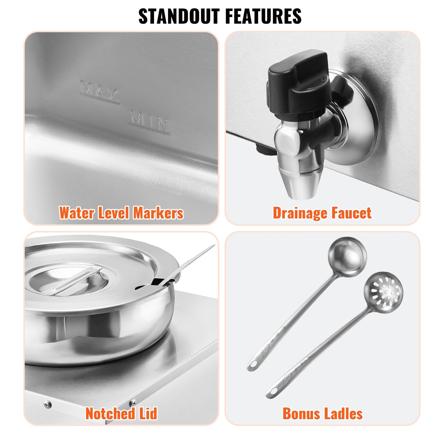 Electric Soup Warmer, Four 7.4QT Stainless Steel Round Pot, 1500W Commercial Food Warmer, 86~185°F Adjustable Temp, Bain Marie with Anti-Dry Burn and Reset Button, for Restaurant, Buffet